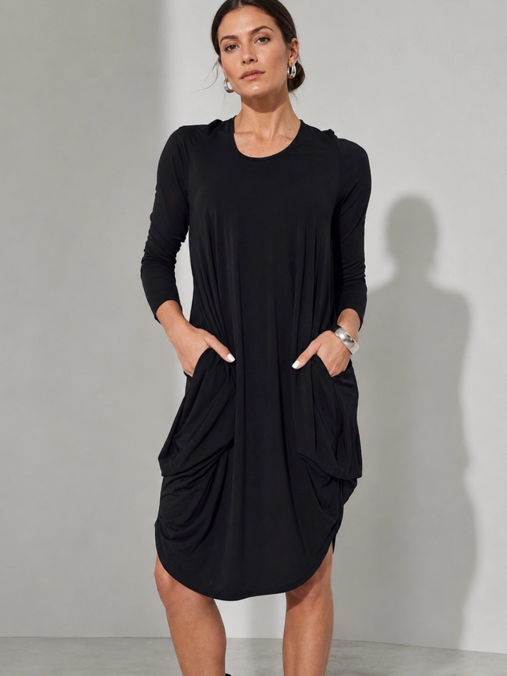 COS Black Draped Cocoon Mini Dress Minimalist Avant Garde Size S